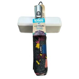 Totes Recycled Canopy Auto Open Eco-Friendly Compact Umbrella NWT 42”‎ Canopy